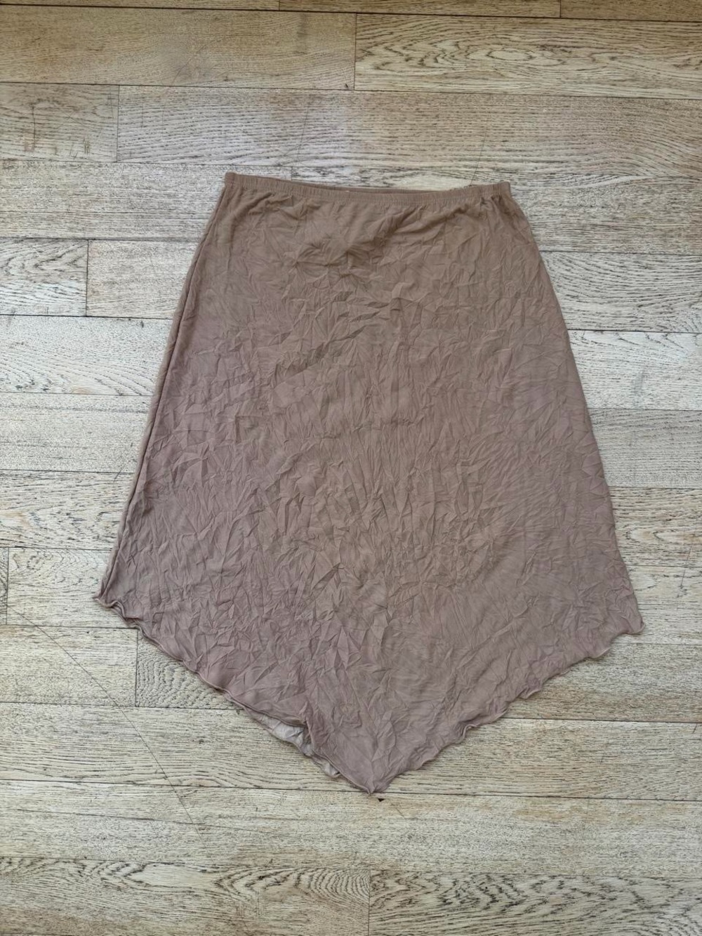 Y2K Natali Brown Crinkle Midi Skirt Asymmetrical Boho